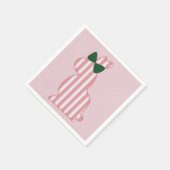 Preppy pink und grün gestreiften Hasen Serviette (Ecke)