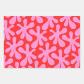 Preppy Pink und Red Amoeba Modernes Muster Geschenkpapier Set (Vorderseite 2)
