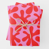 Preppy Pink und Red Amoeba Modernes Muster Geschenkpapier Set (Beispiel)