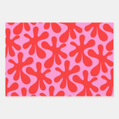 Preppy Pink und Red Amoeba Modernes Muster Geschenkpapier Set (Vorderseite)