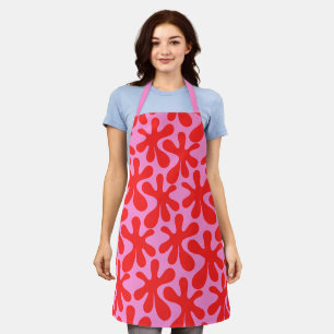 Preppy Pink und Red Amoeba Modernes Muster Schürze