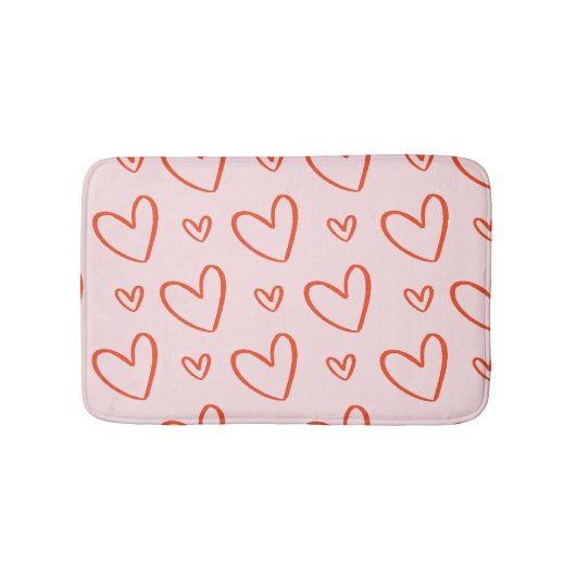 Preppy pink und red heart Illustrationen Badematte (Vorderseite)