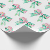 Preppy Pink und Türkis Blumen Bows Geschenkpapier (Ecke)