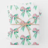 Preppy Pink und Türkis Blumen Bows Geschenkpapier Set (Beispiel)