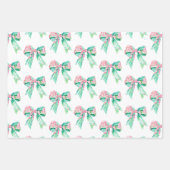 Preppy Pink und Türkis Blumen Bows Geschenkpapier Set (Vorderseite)