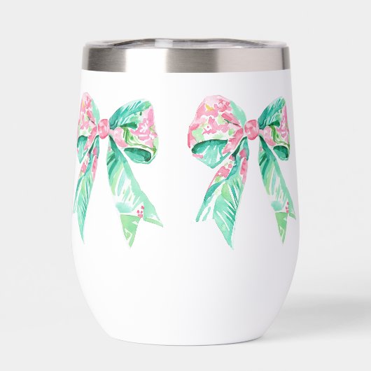 Preppy Pink und Türkis Blumen Bows Monogram (Rückseite)