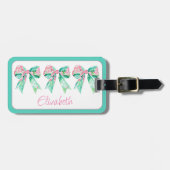 Preppy Pink und türkise Blumenbögen Personalisiert Gepäckanhänger (Vorderseite horizontal)