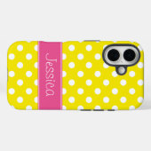 Preppy Pink und Yellow Polka Dots Personalisiert Case-Mate iPhone Hülle (Rückseite (Horizontal))