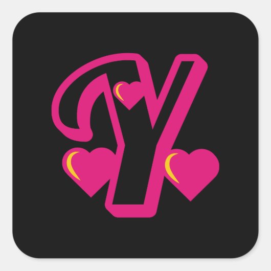 Preppy Pink Varsity Letter Y, rosa Letter y Class Quadratischer Aufkleber (Vorderseite)