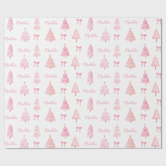 Preppy Pink Weihnachts-Wrapper Geschenkpapier (Flach)