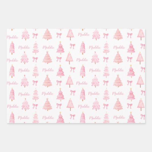 Preppy Pink Weihnachts-Wrapper Geschenkpapier Set (Vorderseite 2)