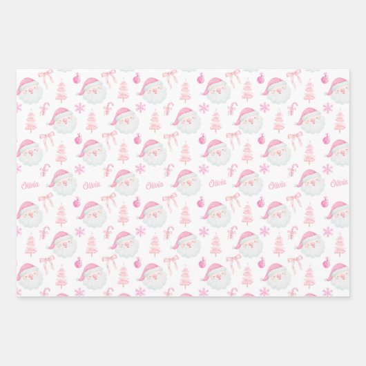 Preppy Pink Weihnachts-Wrapper Geschenkpapier Set (Vorderseite)
