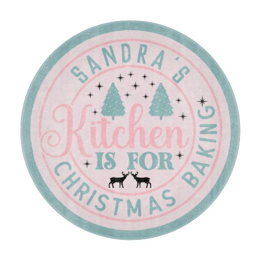 Preppy Pink Weihnachtsküche Schneidebrett (Vorderseite)
