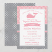 Preppy Pink Whale Baby Shower Einladung (Vorne/Hinten)