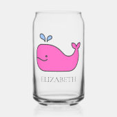 Preppy Pink Whale Personalisiert Dosenglas (Vorderseite)