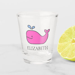 Preppy Pink Whale Personalisiert Schnapsglas