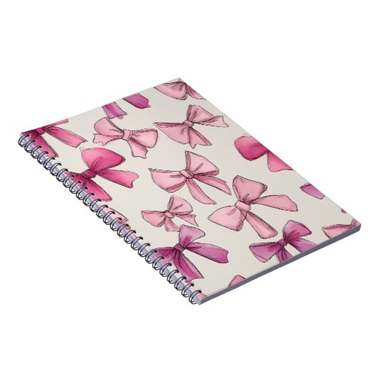 Preppy Pink Whimsical Bow Notebook Notizblock (Rechte Seite)