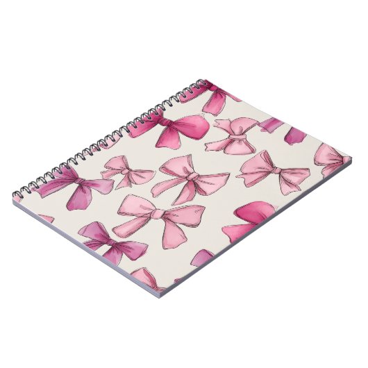 Preppy Pink Whimsical Bow Notebook Notizblock (Linke Seite)