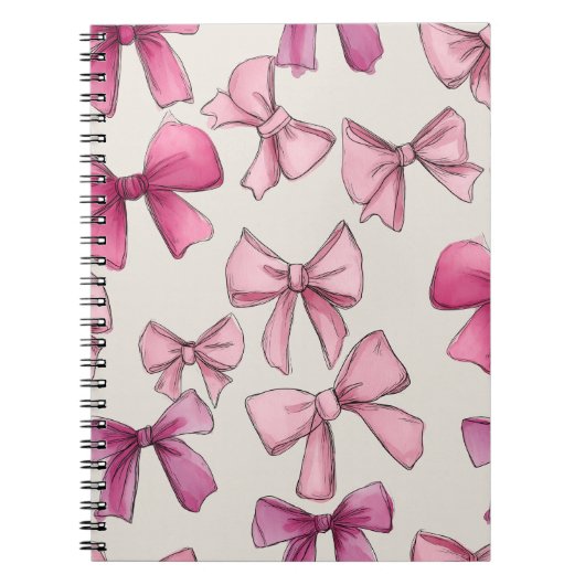 Preppy Pink Whimsical Bow Notebook Notizblock (Vorderseite)