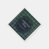 Preppy Plaid Christmas Party Green Navy Tartan   Serviette (Ecke)