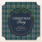 Preppy Plaid Christmas Party Green Navy Tartan   Untersetzer (Vorderseite)