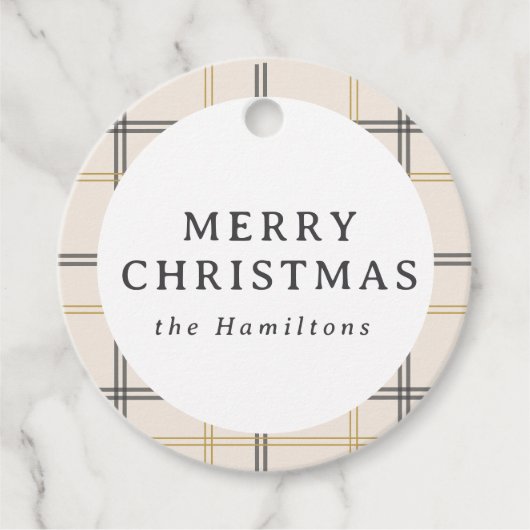 Preppy Plaid Double Stripe Christmas Gifting Geschenkanhänger (Vorderseite)