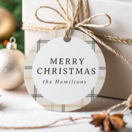 Preppy Plaid Double Stripe Christmas Gifting Geschenkanhänger