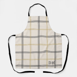 Preppy Plaid Double Stripe Initialed gift Apron Schürze