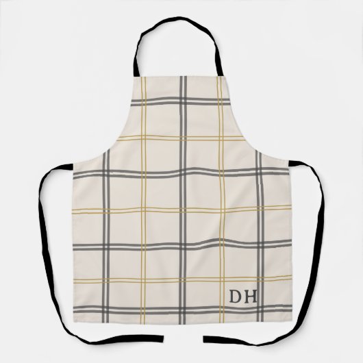 Preppy Plaid Double Stripe Initialed gift Apron Schürze (Vorderseite)