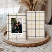 Preppy Plaid Double Stripe Window Christmas Card Einladung