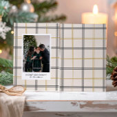 Preppy Plaid Double Stripe Window Christmas Card Einladung