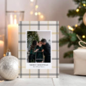 Preppy Plaid Double Stripe Window Christmas Card Einladung