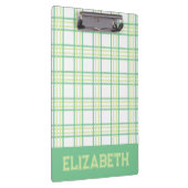 Preppy Plaid Green Lime Varsity Font School Klemmbrett (Rechts)