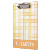Preppy Plaid Orange Yellow Varsity Font School Klemmbrett (Links)