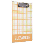 Preppy Plaid Orange Yellow Varsity Font School Klemmbrett (Rechts)