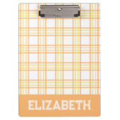 Preppy Plaid Orange Yellow Varsity Font School Klemmbrett (Vorderseite)