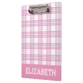 Preppy Plaid Pink Purple Varsity Font School Klemmbrett (Links)