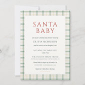 Preppy Plaid Santa Baby Shower Einladung (Vorderseite)