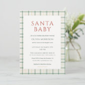 Preppy Plaid Santa Baby Shower Einladung (Stehend Vorderseite)