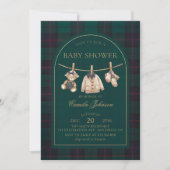 Preppy Plaid Teddy Bear Baby Shower Invitation Einladung (Vorderseite)