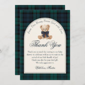 Preppy Plaid Teddy Bear Birthday Thank You Card Dankeskarte (Vorne/Hinten)