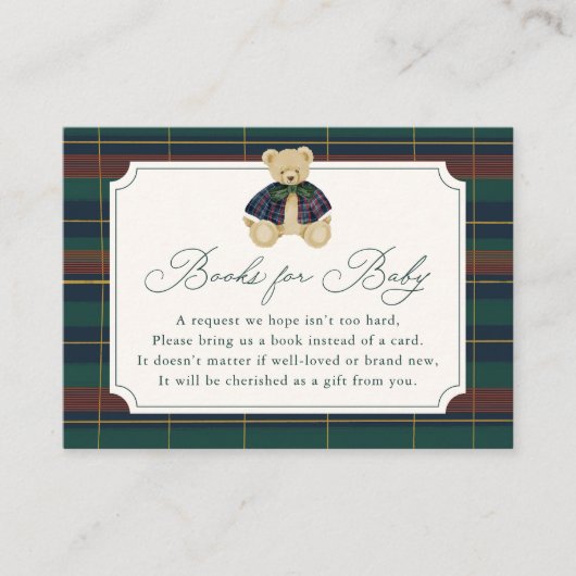 Preppy Plaid Teddy Bear Book Request Begleitkarte (Vorderseite)