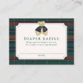Preppy Plaid Teddy Bear Diaper Raffle Begleitkarte (Vorderseite)