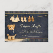 Preppy Plaid Teddy Bear Diapper Raffle Begleitkarte (Vorderseite)
