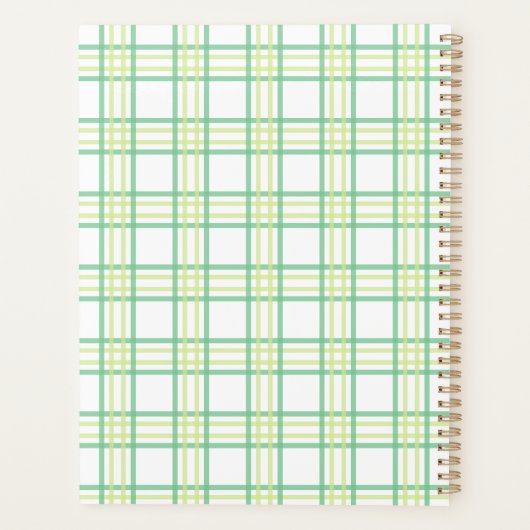 Preppy Plaid Varsity Monogram Green Lime Planer (Rückseite)