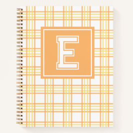 Preppy Plaid Varsity Monogram Orange Yellow Notizblock
