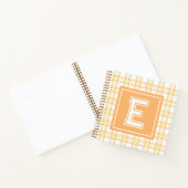 Preppy Plaid Varsity Monogram Orange Yellow Square Notizblock (Innenseite)
