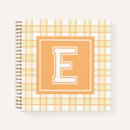 Preppy Plaid Varsity Monogram Orange Yellow Square Notizblock
