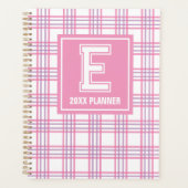 Preppy Plaid Varsity Monogram Pink Purple Planer (Vorderseite)