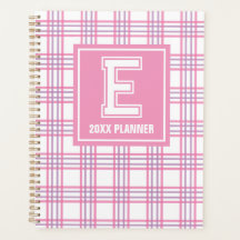 Preppy Plaid Varsity Monogram Pink Purple